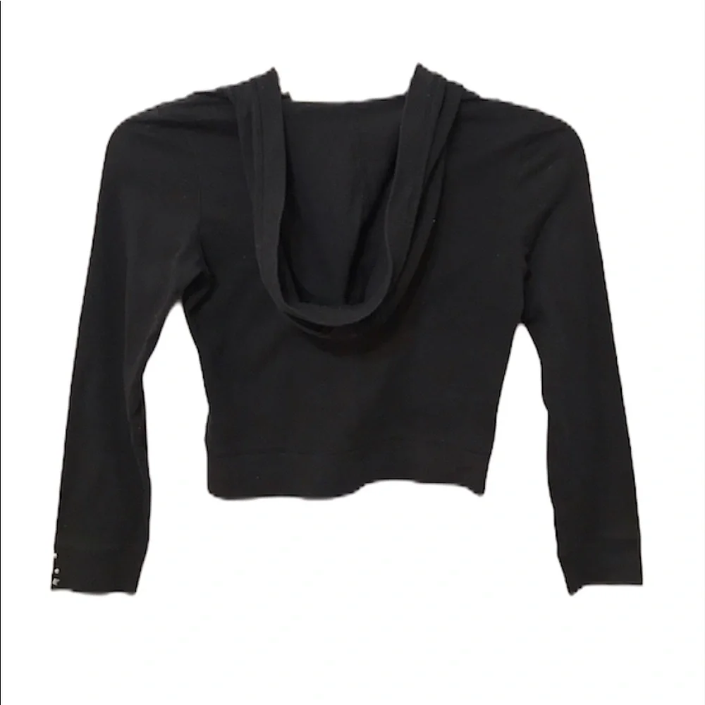 Justice Girl's Full Zip Embellished Black Hooded Shirt Size 7